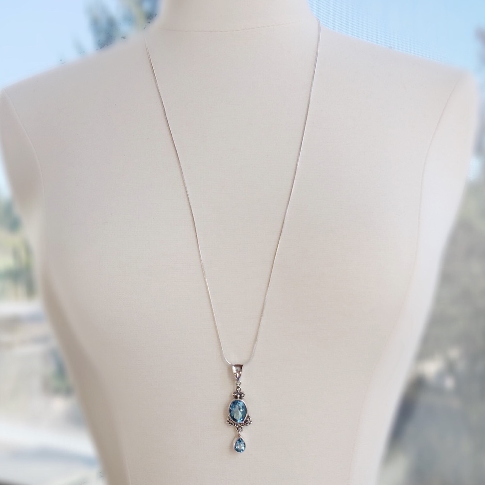 Blue Topaz & Sterling Silver Necklace